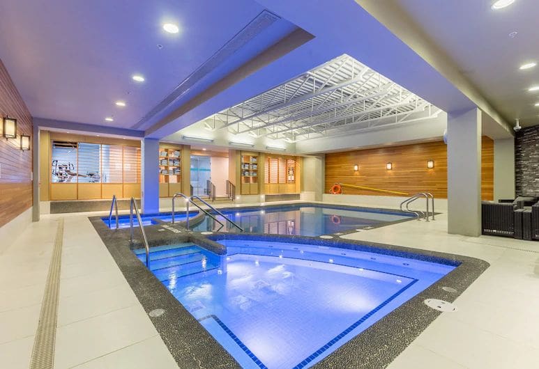 Banff Park Lodge pool - one of the best hotels in Banff for families