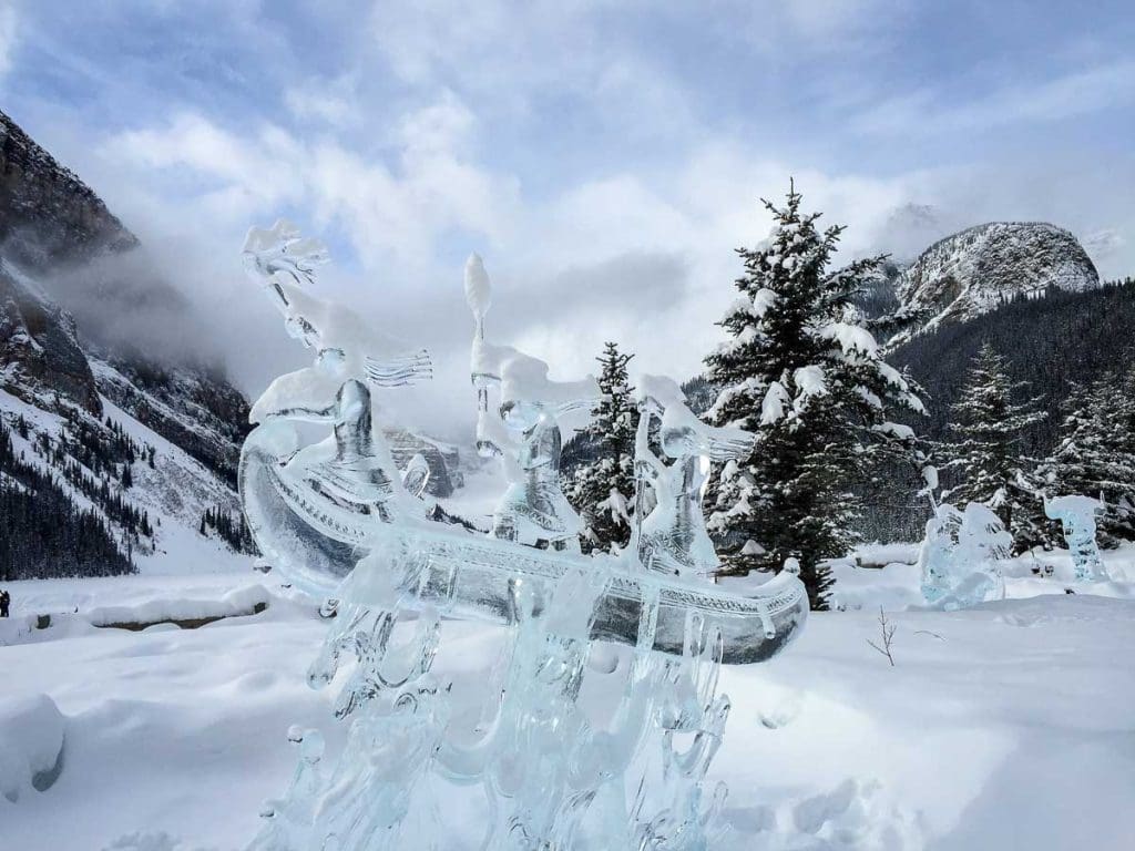 ice sculpture at Lake Louise.