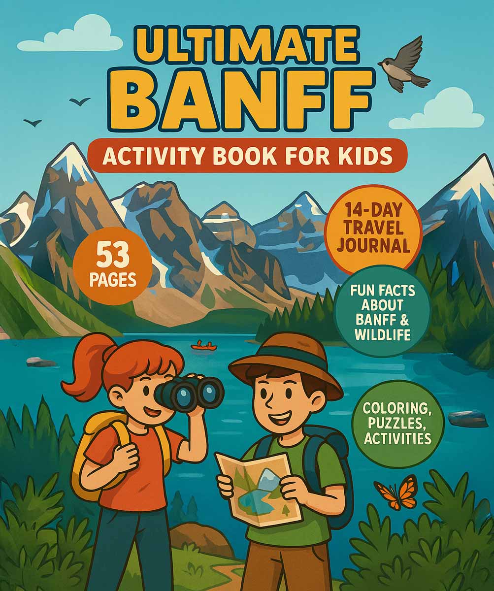 Front Cover of the Ultimate Banff Activity Book for Kids by Celine Brewer.