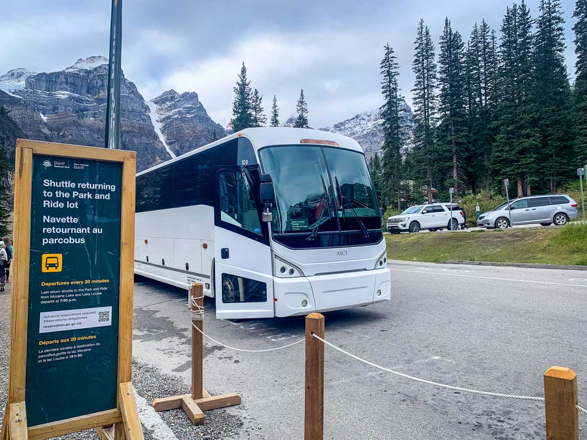 Parks Canada shuttle to Moraine Lake