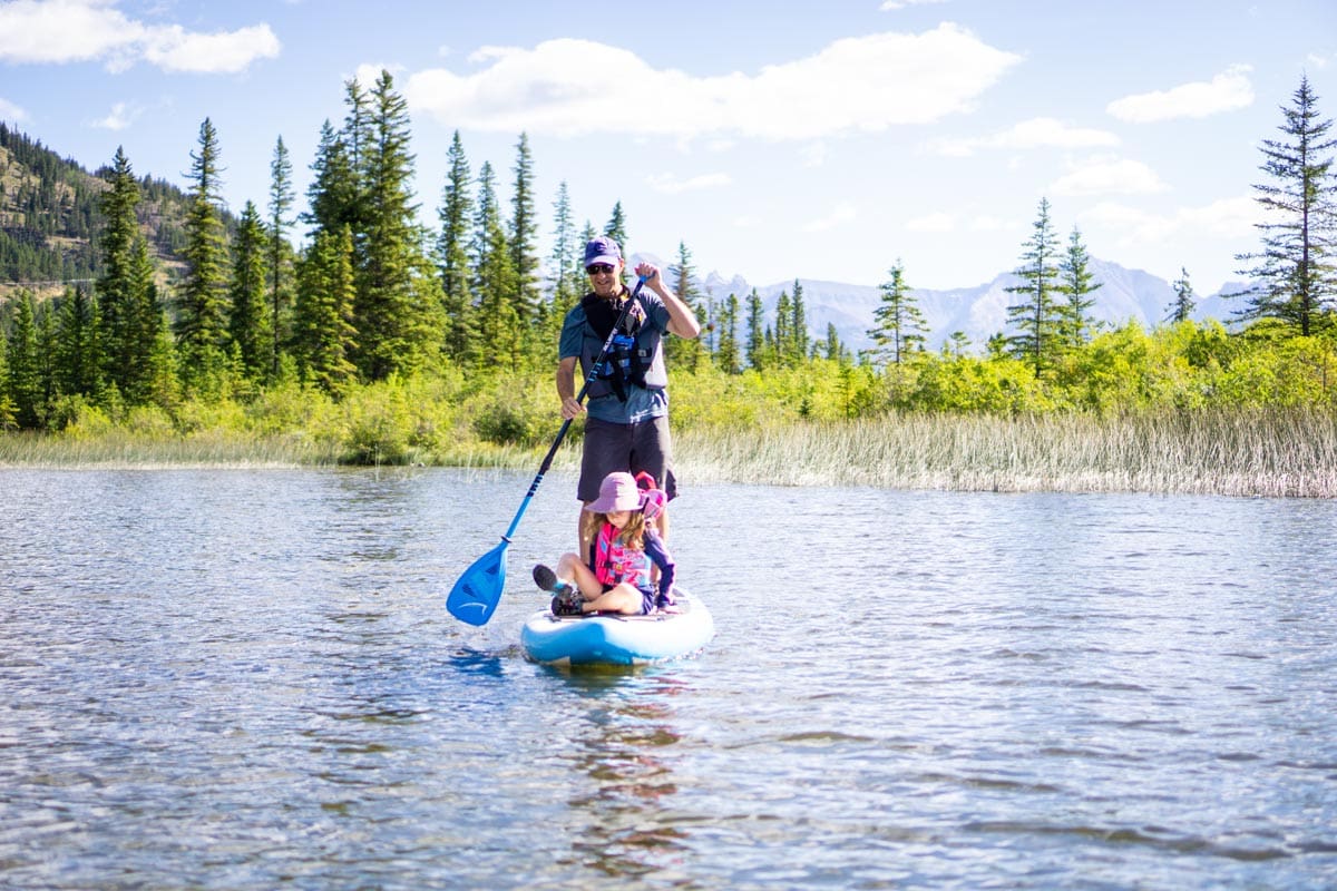 Stand Up Paddle Boarding on Vermilion Lakes with Kids