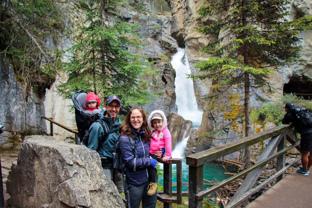 hiking with a baby at Johnston Canyon