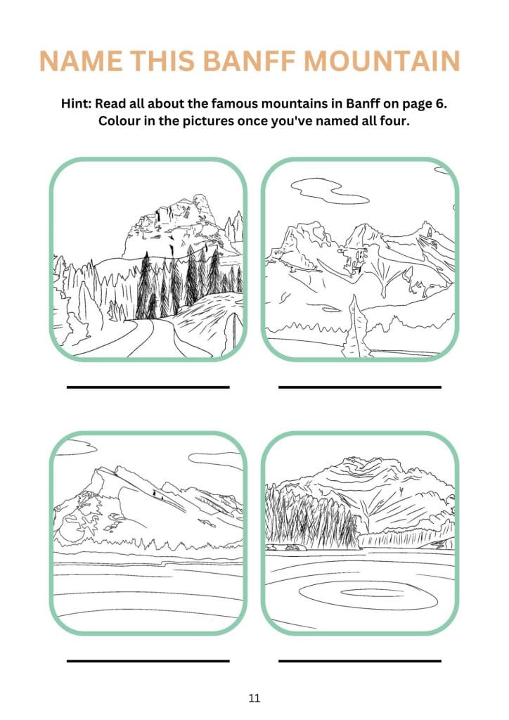 Page from Banff Activity Book for Kids