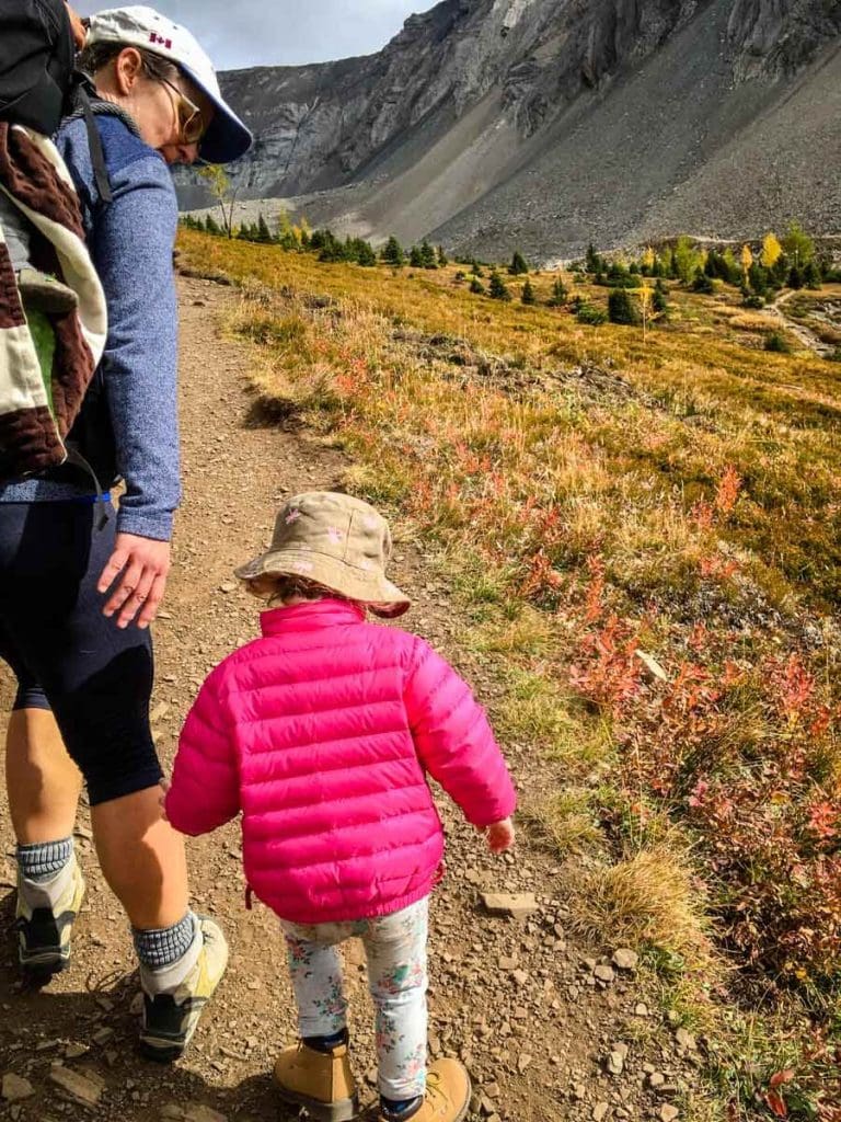 Hiking Ptarmigan Cirque with toddler and baby