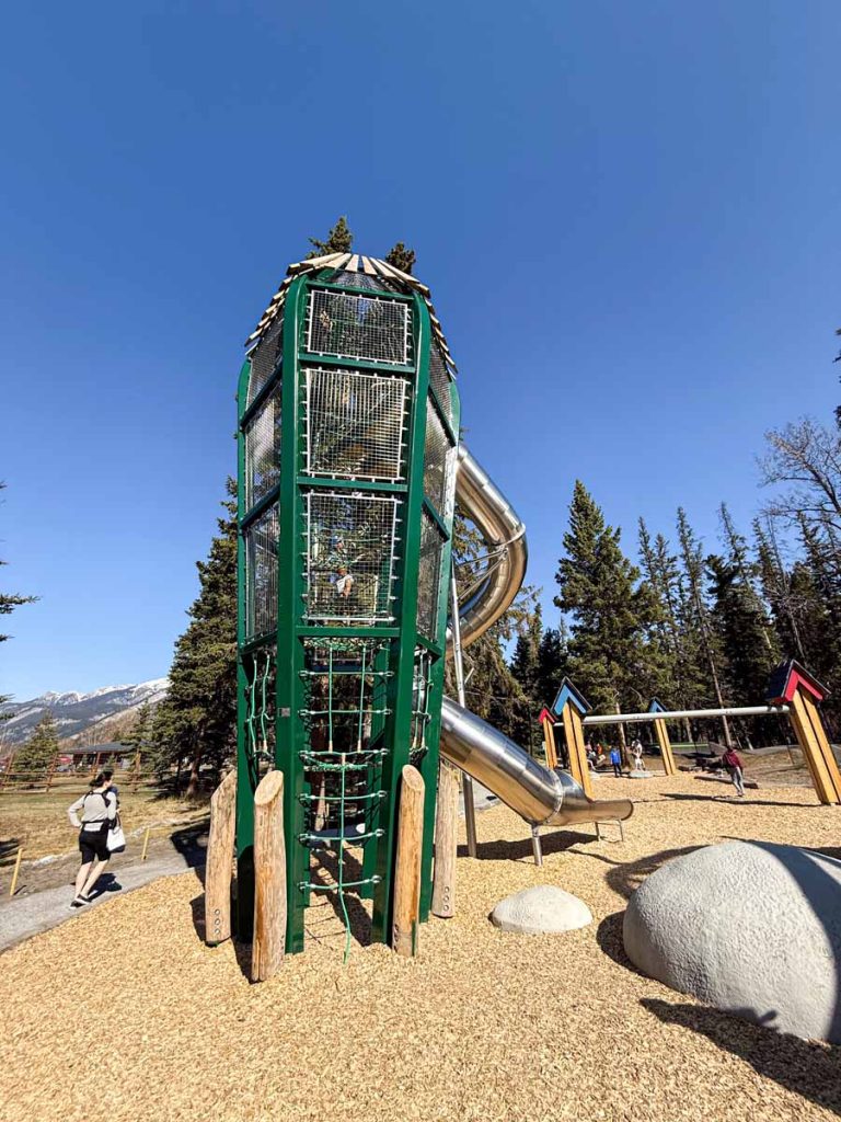 The tallest play structure at the Sundance Playground in Banff, Canada.