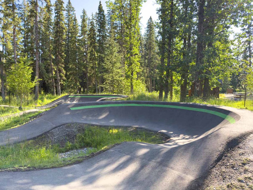 a big corner at the Banff Pump Track.