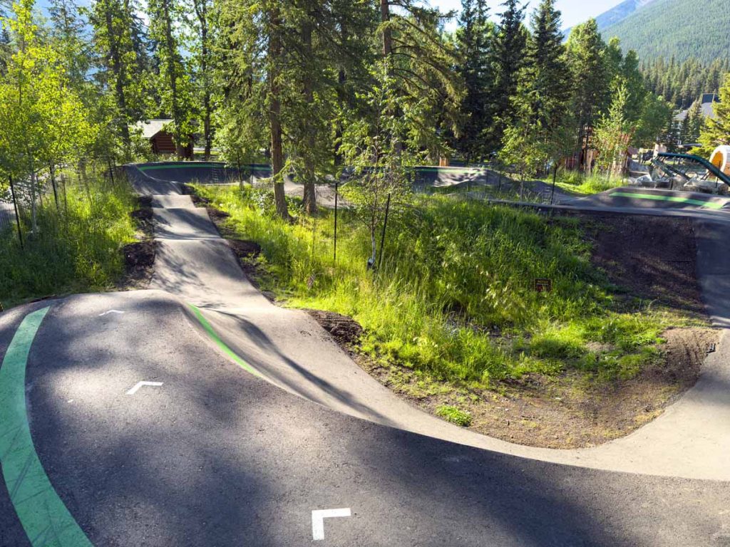 The Banff Pump Track in Sundance Park & Banff Recreation Grounds in the Town of Banff, Canada.